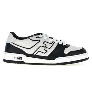 Fendi Match Sneakers Black White Leather FF Logo Monogram Low Top UK 11 US 12